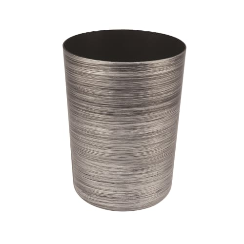 Cesto de Basura con Apariencia de Metal Cepillado Parker Collection, 8 Cuartos, Plateado/Negro